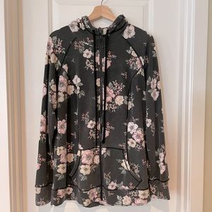 Torrid Black Floral Zip Hoodie